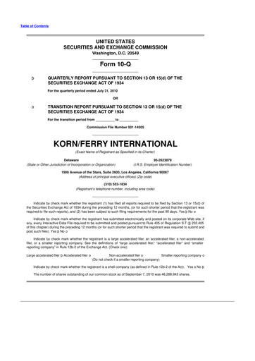 Miniature Korn Ferry
 10-Q Rapport trimestriel  