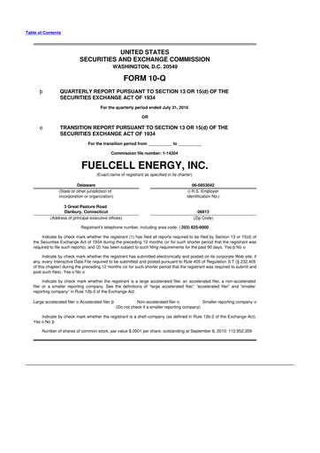 Thumbnail FuelCell Energy
 10-Q Quarterly Report FY 