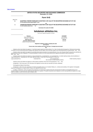 Thumbnail lululemon athletica 10-Q Quarterly Report FY2011 