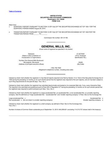 Thumbnail General Mills 10-Q Quarterly Report FY 