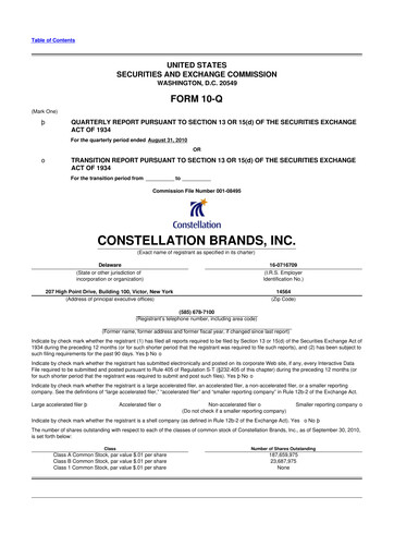 Thumbnail Constellation Brands 10-Q Quarterly Report FY2011 