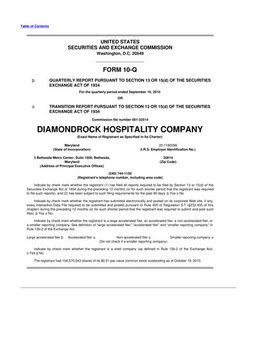 Thumbnail Diamondrock Hospitality Company 10-Q Quarterly Report FY2010 