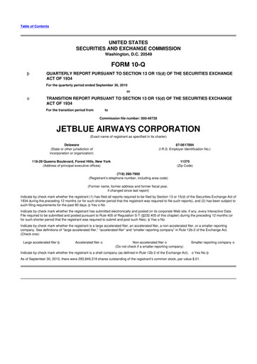 Thumbnail Jetblue Airways
 10-Q Quarterly Report FY2010 