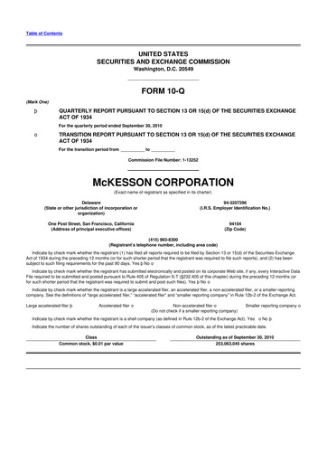 Thumbnail McKesson 10-Q Quarterly Report FY2011 