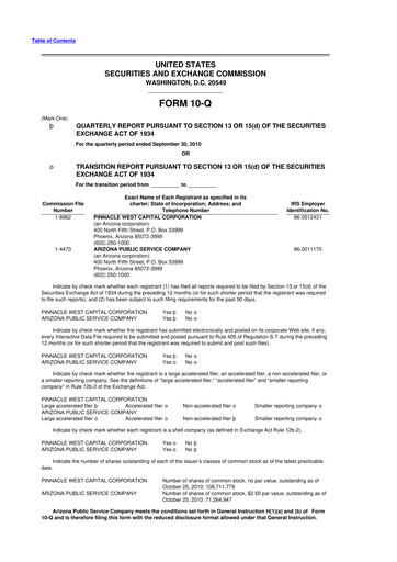 Thumbnail Pinnacle West Capital
 10-Q Quarterly Report FY2010 