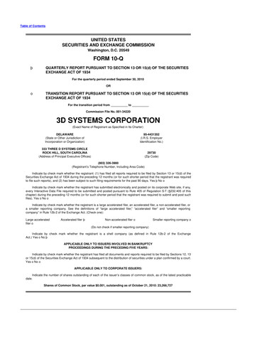 Vorschaubild 3D Systems 10-Q Quartalsbericht  