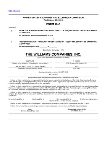 Thumbnail Williams Companies
 10-Q Quarterly Report FY2010 