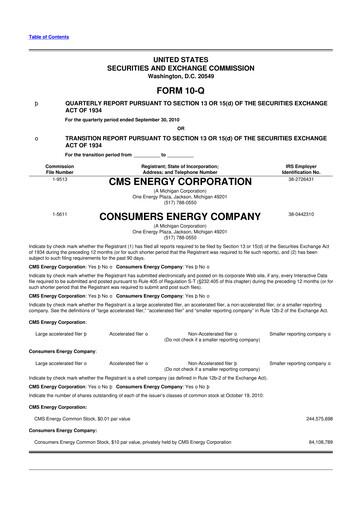 Thumbnail CMS Energy
 10-Q Quarterly Report FY2010 