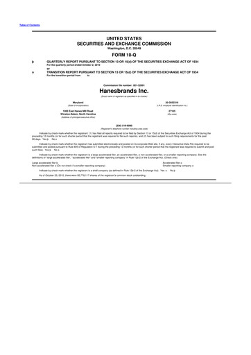 Thumbnail Hanesbrands
 10-Q Quarterly Report FY2011 