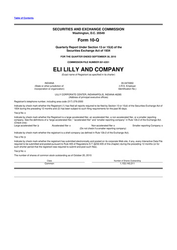 Vorschaubild Eli Lilly 10-Q Quartalsbericht 2010 