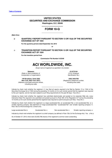 Thumbnail ACI Worldwide
 10-Q Quarterly Report FY2010 