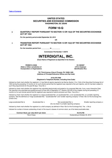 Thumbnail InterDigital
 10-Q Quarterly Report FY2010 