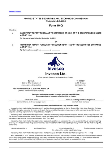 Vorschaubild Invesco
 10-Q Quartalsbericht 2010 