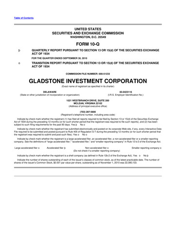 Thumbnail Gladstone Investment 10-Q Quarterly Report FY 