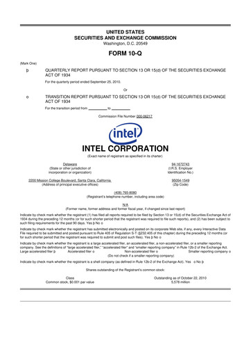 Thumbnail Intel 10-Q Quarterly Report FY2010 
