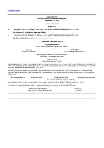 Thumbnail Vicor
 10-Q Quarterly Report FY 