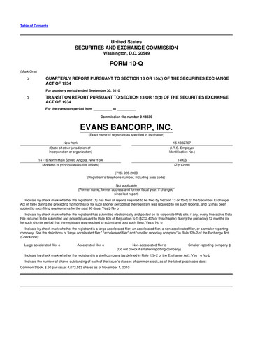 Vorschaubild Evans Bancorp 10-Q Quartalsbericht  
