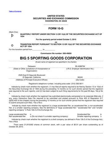 Thumbnail Big 5 Sporting Goods 10-Q Quarterly Report FY 