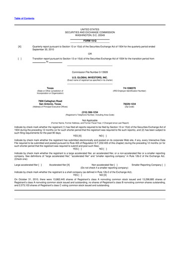 Thumbnail U.S. Global Investors 10-Q Quarterly Report FY 