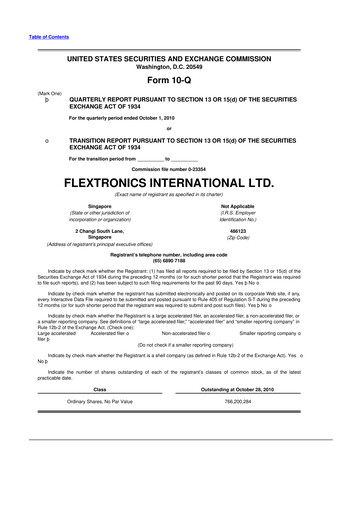 Thumbnail Flex 10-Q Quarterly Report FY2011 