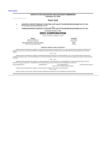 Vorschaubild IDEX 10-Q Quartalsbericht 2010 