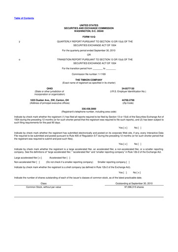 Thumbnail Timken Company
 10-Q Quarterly Report FY2010 
