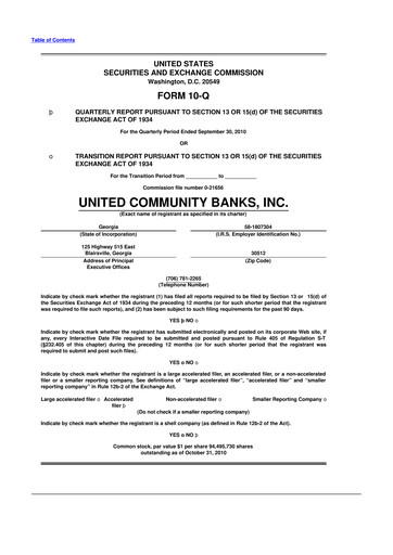 Thumbnail United Community Bank 10-Q Quarterly Report FY 