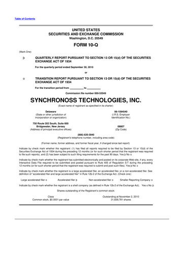 Thumbnail Synchronoss Technologies 10-Q Quarterly Report FY 