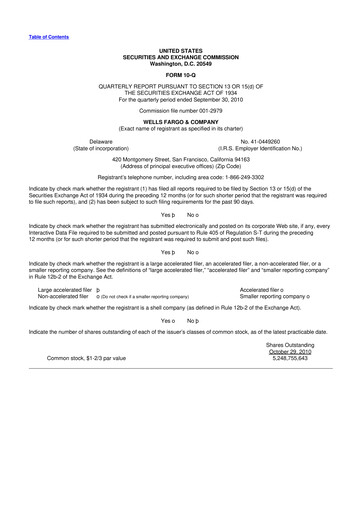 Thumbnail Wells Fargo 10-Q Quarterly Report FY2010 