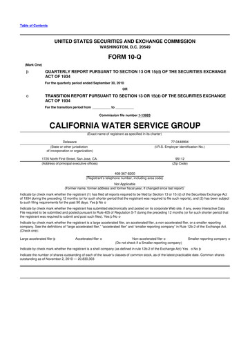 Vorschaubild California Water Service Group 10-Q Quartalsbericht 2010 