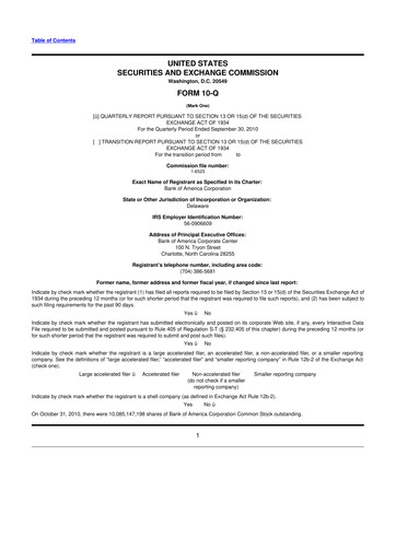 Thumbnail Bank of America  10-Q Quarterly Report FY2010 