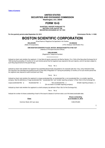 Vorschaubild Boston Scientific 10-Q Quartalsbericht 2010 