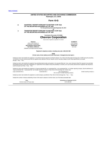 Thumbnail Chevron 10-Q Quarterly Report FY2010 