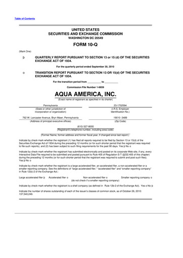 Thumbnail Essential Utilities
 10-Q Quarterly Report FY2010 