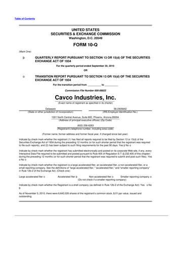 Miniature Cavco Industries 10-Q Rapport trimestriel  