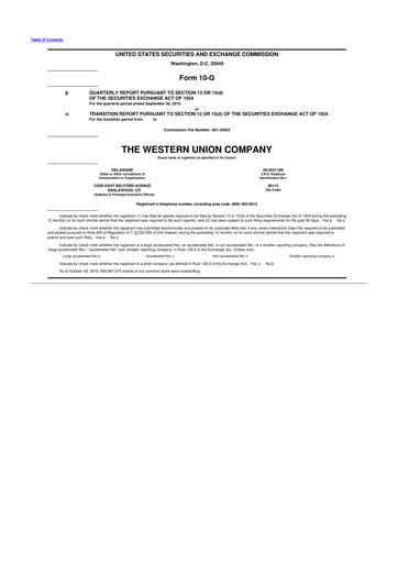 Thumbnail Western Union 10-Q Quarterly Report FY2010 
