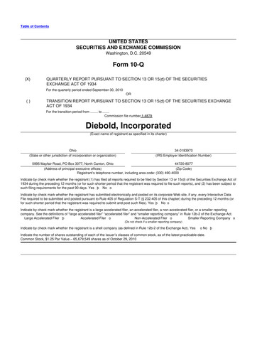 Miniature Diebold Nixdorf
 10-Q Rapport trimestriel 2010 