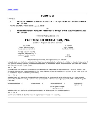 Vorschaubild Forrester Research
 10-Q Quartalsbericht  