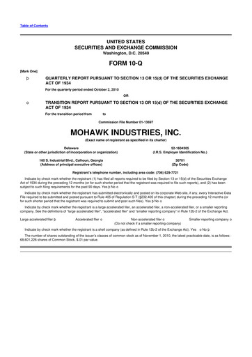 Thumbnail Mohawk Industries
 10-Q Quarterly Report FY2010 