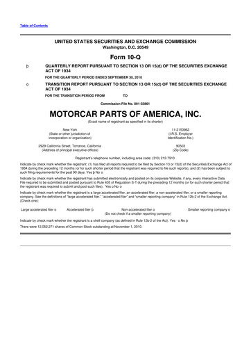Thumbnail Motorcar Parts of America 10-Q Quarterly Report FY 