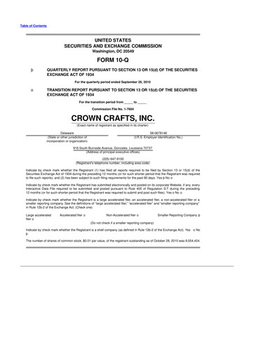 Thumbnail Crown Crafts 10-Q Quarterly Report FY 