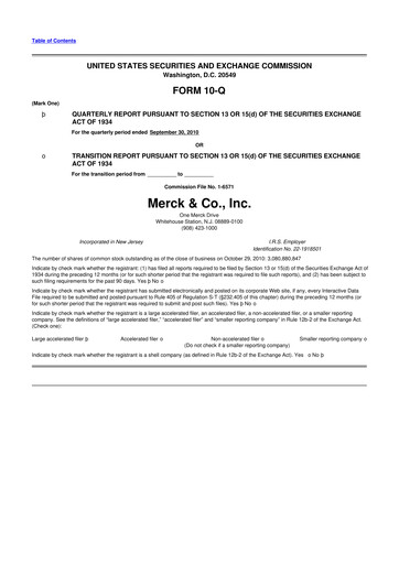 Thumbnail Merck 10-Q Quarterly Report FY2010 