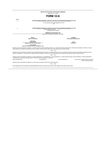 Thumbnail Commerce Bancshares
 10-Q Quarterly Report FY2010 