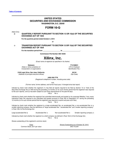 Thumbnail Xilinx 10-Q Quarterly Report FY2011 