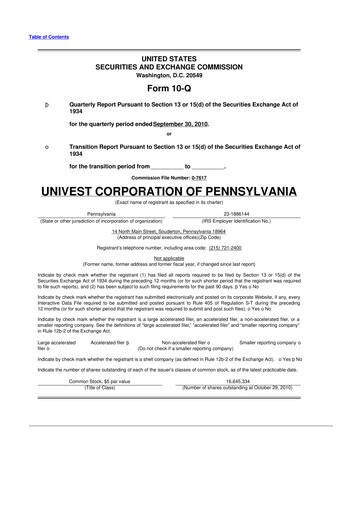 Vorschaubild Univest Financial Corporation 10-Q Quartalsbericht  