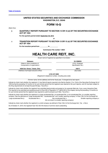 Thumbnail Welltower
 10-Q Quarterly Report FY2010 