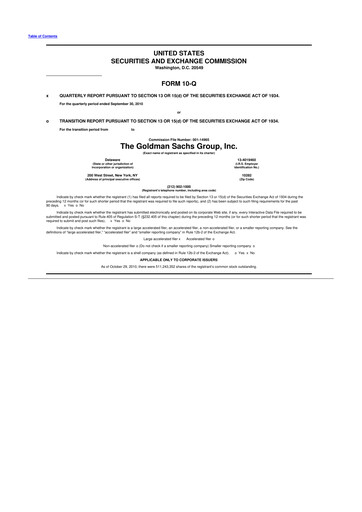 Thumbnail Goldman Sachs 10-Q Quarterly Report FY2010 