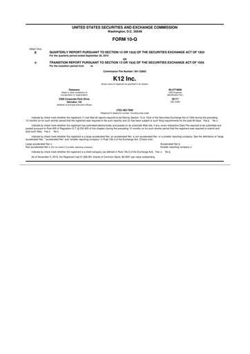 Miniature Stride (K12 Education)
 10-Q Rapport trimestriel  