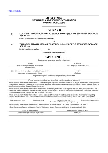 Thumbnail CBIZ 10-Q Quarterly Report FY 