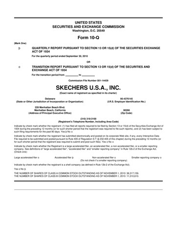 Thumbnail Skechers
 10-Q Quarterly Report FY 